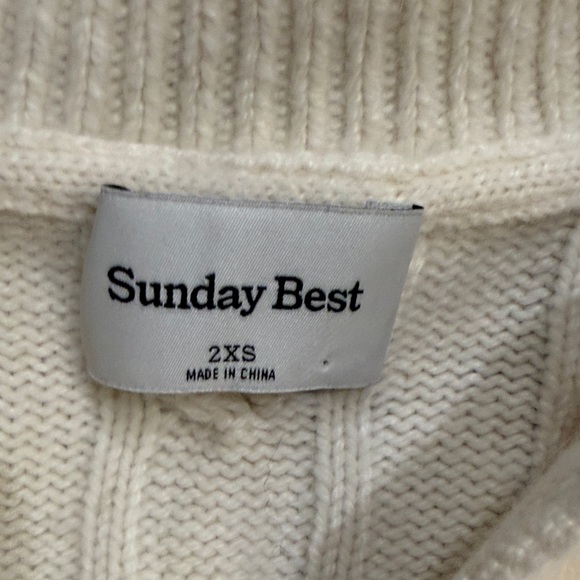 Aritzia Sunday Best Cable Knit Cream Sweater. Wool Blend - Picture 2 of 5